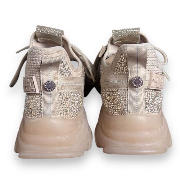 Steve Madden Maxima SM NY90 Gem Studded Beige & Gold Shoes Women’s Size 9M - Picture 4 of 16